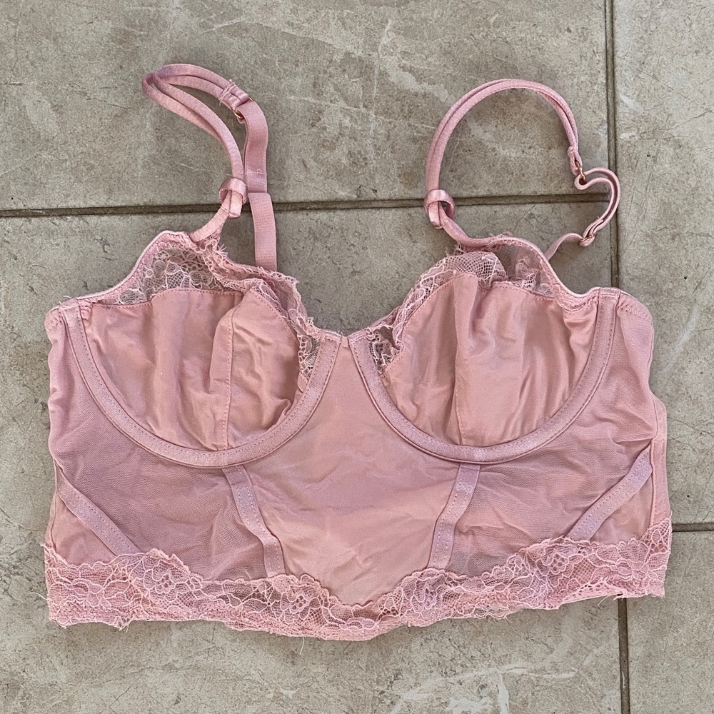 Auden Intimates Baby Pink Silky Corset Bustier Bralette